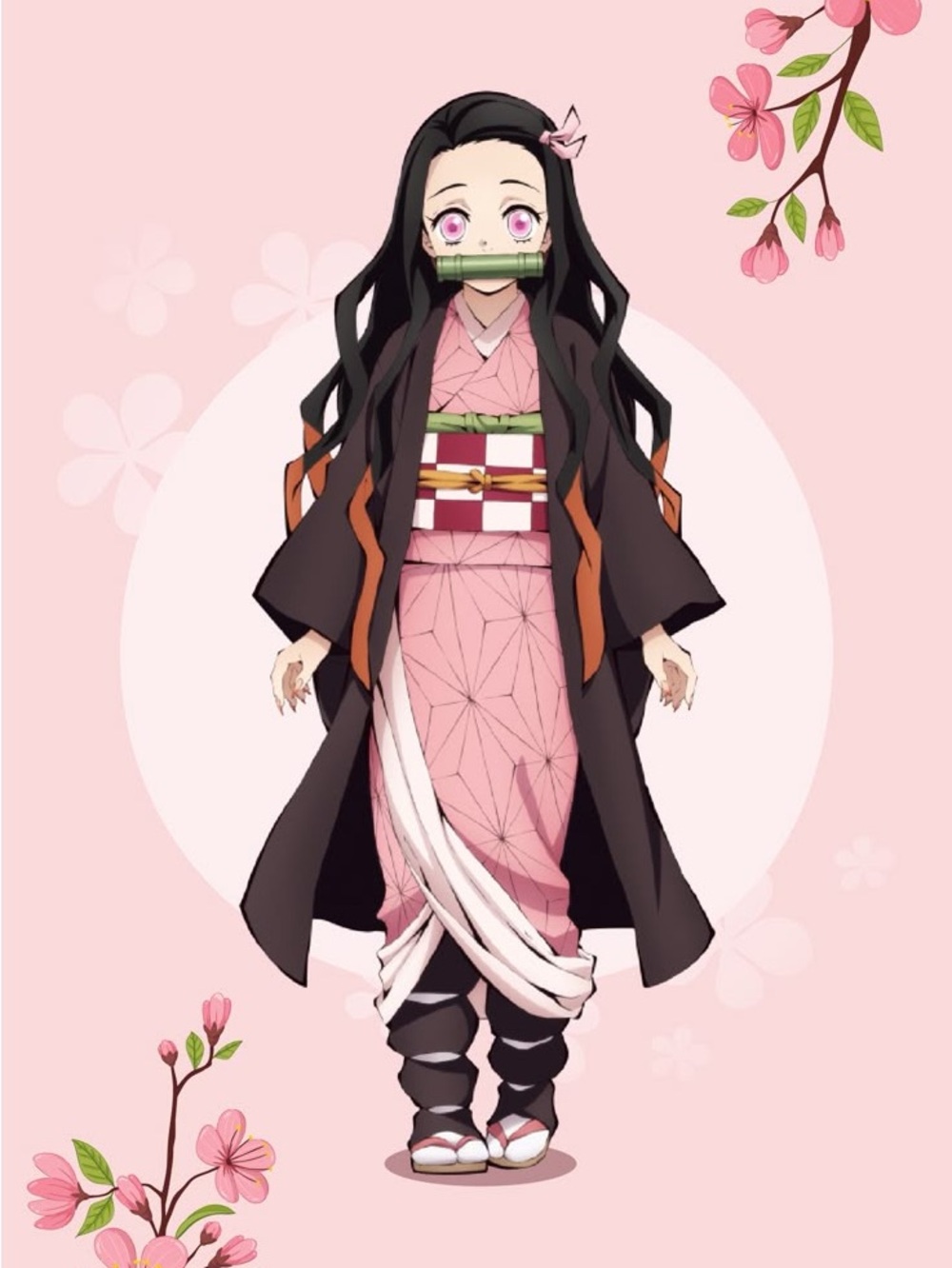 DEMON SLAYER | Kids Nezuko Anime Cosplay Costume Set Kimono Haori Jacket